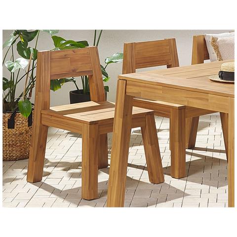 Set Di 2 Sedie Da Giardino Legno Di Acacia Chiaro Livorno - Foto 1