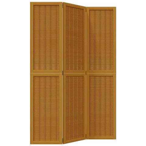 Divisorio Ambienti 3 Pannelli Marrone Scuro Massello Paulownia - Foto 2