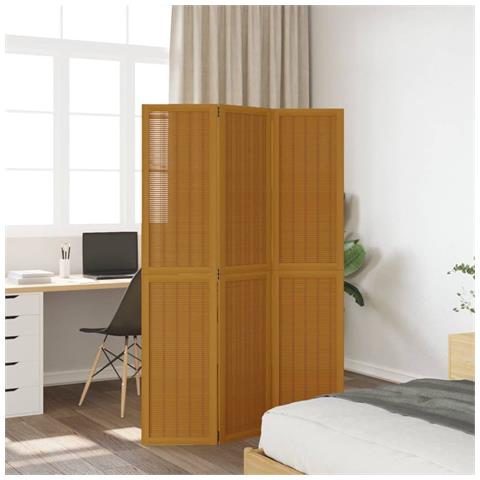 Divisorio Ambienti 3 Pannelli Marrone Scuro Massello Paulownia - Foto 3