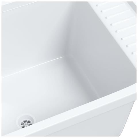 Lavandino Di Servizio A Parete Bianco 60x40x28 Cm In Resina - Foto 2