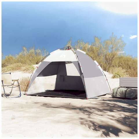 Tenda da Spiaggia 2 Persone Grigio Rilascio Rapido Impermeabile - Foto 3