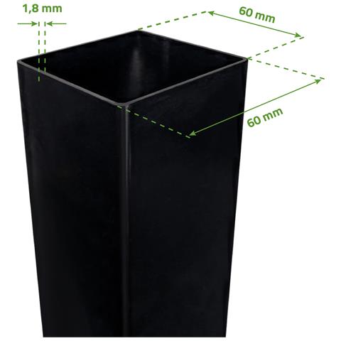 Set 2 Pali In Ferro Dario 6x6cm H. 250cm Nero Opaco - Foto 2