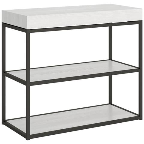 Consolle Allungabile 90x40/196 Cm Plano Small Bianco Frassino Telaio Antracite - Foto 1