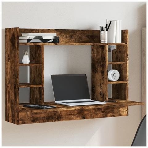 Scrivania A Parete Rovere Fumo 105x48x75cm Legno Multistrato - Foto 1