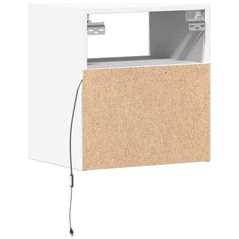 Mobili TV a Parete con Luci LED 2pz Bianchi 40x30x40 cm - Foto 2