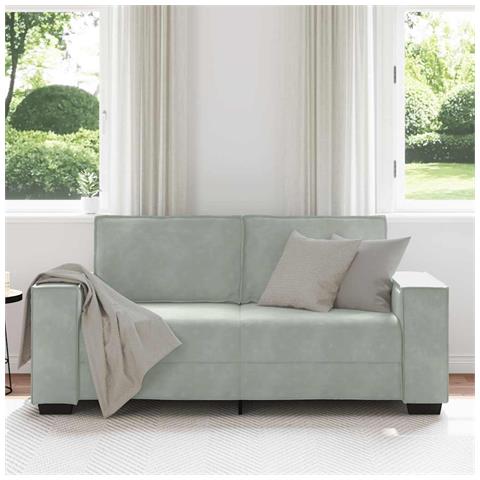 Divano a 2 Posti Grigio Chiaro 140 cm in Velluto - Foto 2