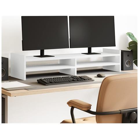 Supporto Per Monitor Bianco 100x27x20 Cm In Legno Multistrato - Foto 1