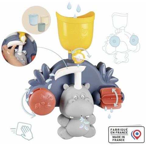 Giocattolo Da Bagnetto Smoby Little Smoby Hippo - Scivolo E Ruote Per Bambino Di 18 Mesi - Blu E Verde - Foto 2