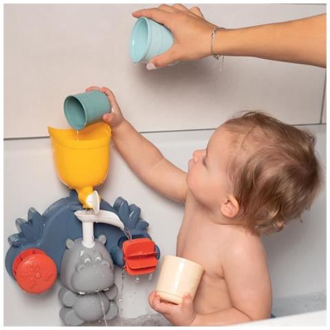 Giocattolo Da Bagnetto Smoby Little Smoby Hippo - Scivolo E Ruote Per Bambino Di 18 Mesi - Blu E Verde - Foto 3