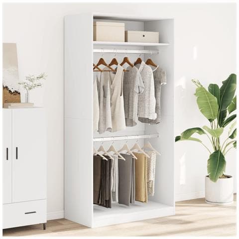 Armadio Bianco 100x50x200 Cm In Legno Multistrato - Foto 3