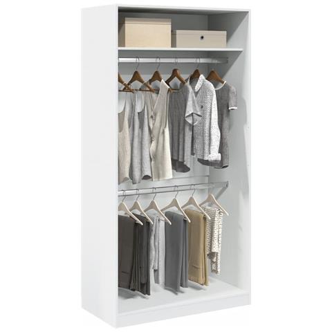 Armadio Bianco 100x50x200 Cm In Legno Multistrato - Foto 1