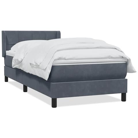 Giroletto A Molle Con Materasso Grigio Scuro 90x220 Cm Velluto - Foto 2