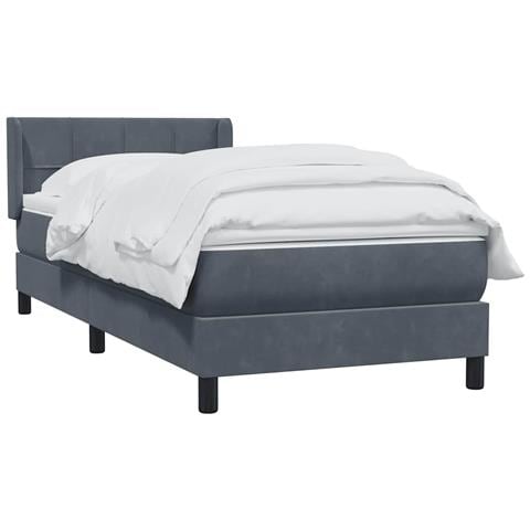 Giroletto A Molle Con Materasso Grigio Scuro 90x220 Cm Velluto - Foto 3