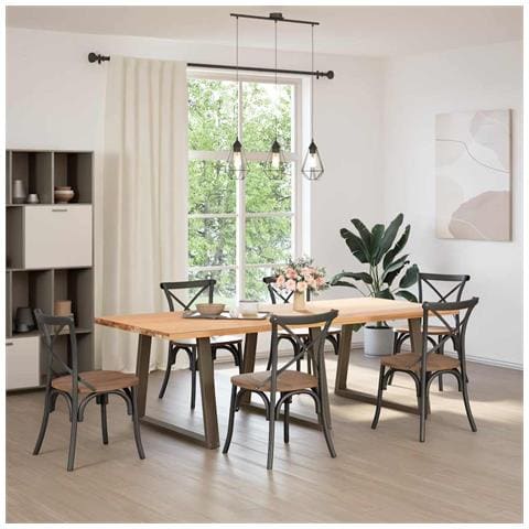 Gambe Per Tavolo Pranzo A V 3pz Naturale 90x(72-73,3)cm Acciaio - Foto 2