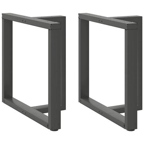 Gambe Tavolo Pranzo A T 2pz Antracite 70x35x(72-73) Cm Acciaio - Foto 1