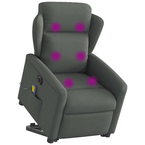 Poltrona Alzapersona Massaggi Elettrica Grigio Scuro Tessuto - Foto 3
