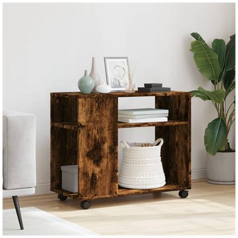 Tavolino Con Ruote Rovere Fumo 70x35x60 Cm In Truciolato - Foto 3