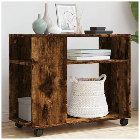 Tavolino Con Ruote Rovere Fumo 70x35x60 Cm In Truciolato - Foto 1