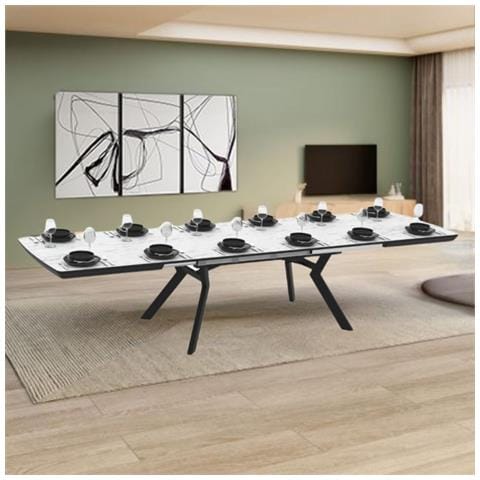 Tavolo Allungabile Robat Piano Effetto Marmo Bianco Opaco 160x100x76 H Cm. - Foto 1