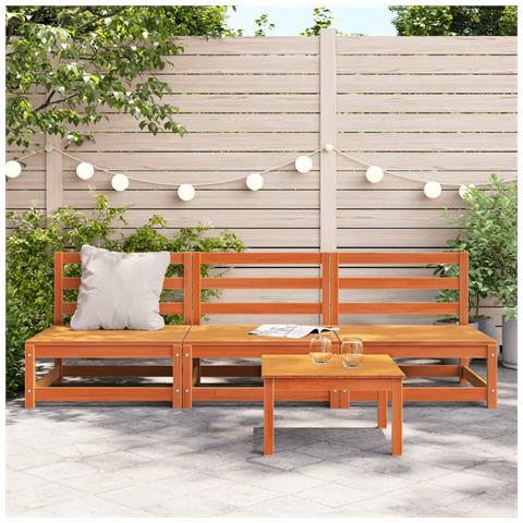 Lusso Casadino - Divani Senza Braccioli Giardino 3pz Marrone Cera 70x70x67 Pino - Foto 2