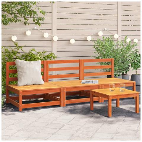 Lusso Casadino - Divani Senza Braccioli Giardino 3pz Marrone Cera 70x70x67 Pino - Foto 8