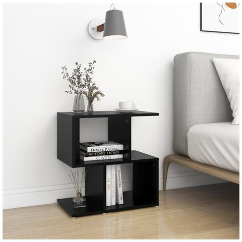 Comodino Nero 50x30x51,5 Cm In Legno Multistrato - Foto 7