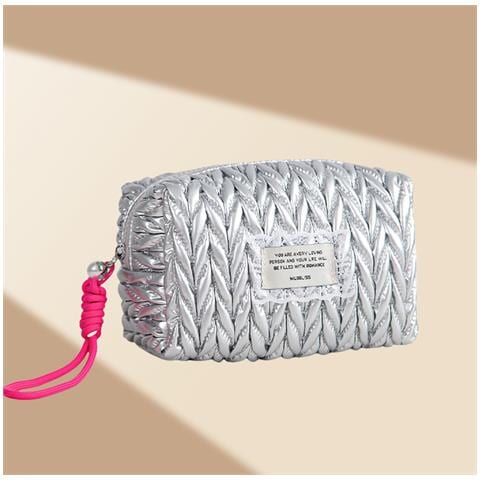 Elegante Pochette A Cuscino Argentata: Organizer Cosmetico Portatile - Foto 2