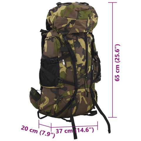Zaino da Trekking Verde Mimetico 60 L in Tessuto Oxford - Foto 8