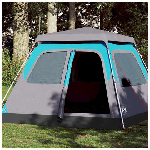 Tenda a Cupola da Campeggio 4 Persone Blu a Rilascio Rapido - Foto 1