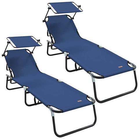 Lettini prendisole 2 pcs con tettuccio Blu in tessuto Oxford 600D - Foto 1