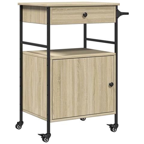 Carrello da Cucina Rovere Sonoma 56x43x89,5cm Legno Multistrato - Foto 1