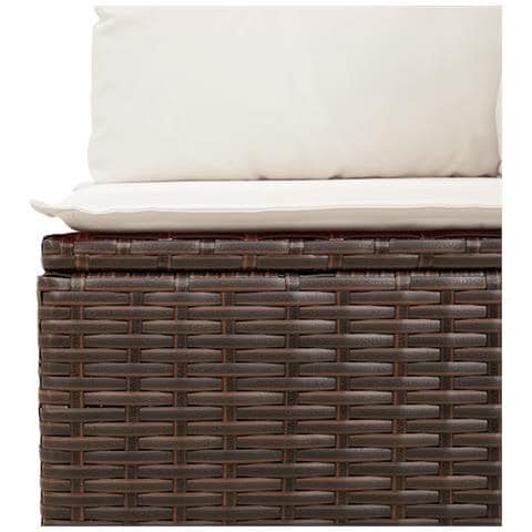 Set da Giardino 9 Pezzi con Cuscini Rattan Polygonale Marrone - Foto 9