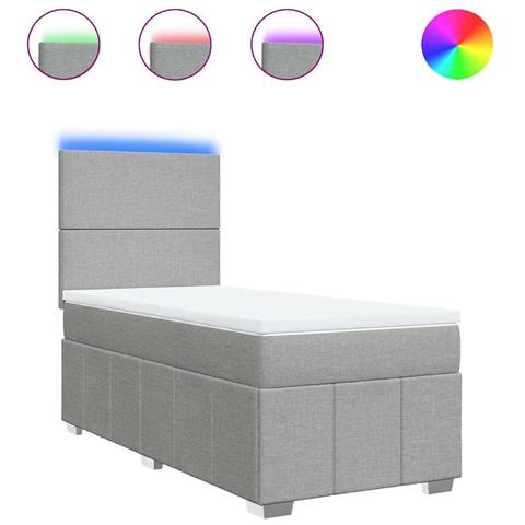 Giroletto a Molle con Materasso Grigio Chiaro 80x200 cm Tessuto - Foto 1