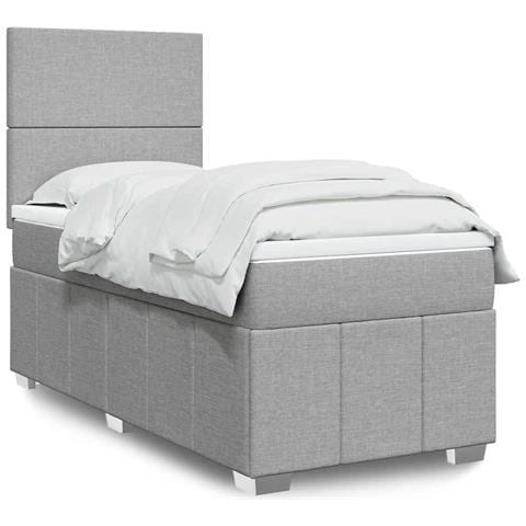 Giroletto a Molle con Materasso Grigio Chiaro 80x200 cm Tessuto - Foto 2