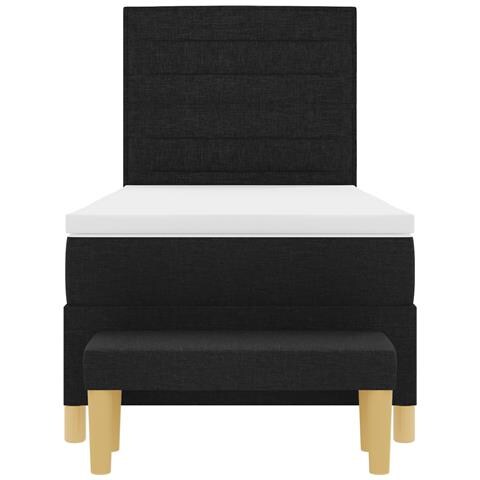 Letto Box Spring con Materasso e Panchina Nero 100x200 cm Tessuto - Foto 9