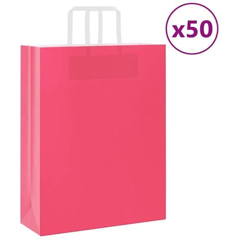 Sacchetti di Carta 50 pz con Manici Rosa 32x12x42 cm - Foto 1