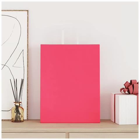Sacchetti di Carta 50 pz con Manici Rosa 32x12x42 cm - Foto 2