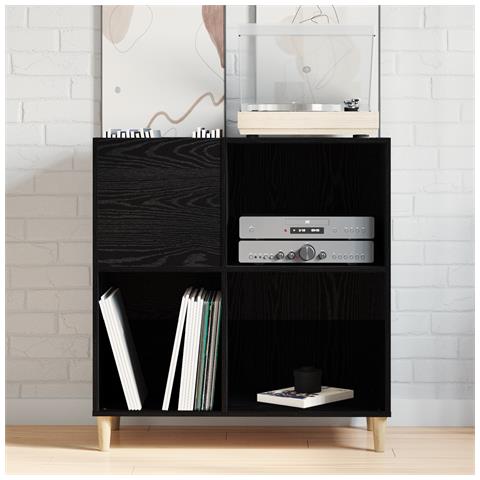 Armadio per dischi Nero Rovere 84,5x38x89 cm Legno ingegnerizzato - Foto 2