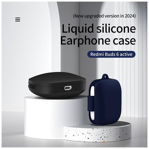 Custodia In Silicone Nera Con Moschettone Per Redmi Buds 6 Active - Foto 4