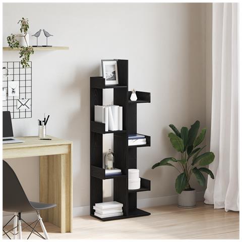 Libreria Nera in Rovere 48x25,5x140 cm in Legno Ingegnerizzato - Foto 2