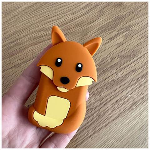 Portamonete Senza Contatto Design Volpe Per Bambino Con Cover In Silicone, Arancione - Foto 4
