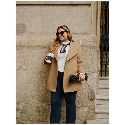 Hanna Nikole Cappotto Da Donna Con Cintura Elegante Caldo Marrone Taglia 50 - Foto 2