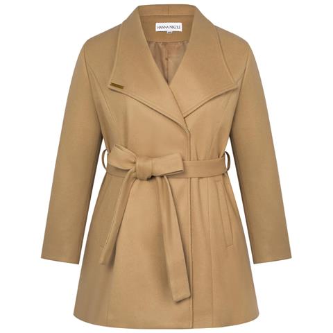 Hanna Nikole Cappotto Da Donna Con Cintura Elegante Caldo Marrone Taglia 50 - Foto 1