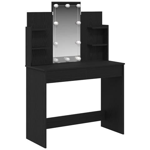 Toeletta con luci LED Nero Rovere 96x40x142 cm - Foto 1