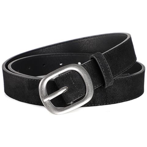 Cintura Da Donna In Pelle Scamosciata, Semplice E Versatile, Con Fibbia In Lega Black - Foto 1
