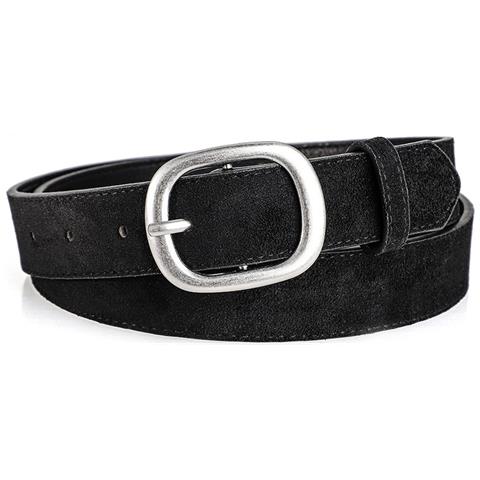 Cintura Da Donna In Pelle Scamosciata, Semplice E Versatile, Con Fibbia In Lega Black - Foto 5