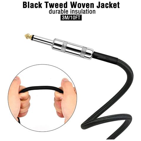 Cavo Per Strumenti Musicali Da 6.35mm - Basso Rumore, Ideale Per Performance Live, Basso, Acustica E Strumenti Elettrici  5 M - Foto 2