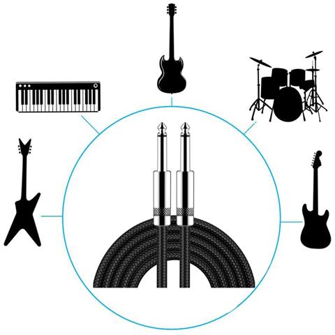 Cavo Per Strumenti Musicali Da 6.35mm - Basso Rumore, Ideale Per Performance Live, Basso, Acustica E Strumenti Elettrici  5 M - Foto 4