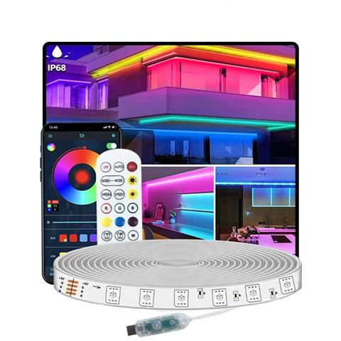 Strisce Led Rgbic Colorate Da Esterno Usb - 18 Led/metro - Bluetooth 2.4g 15 Metri - Foto 1
