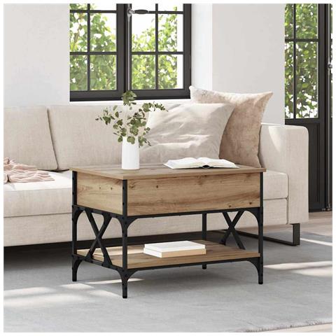 Tavolino da salotto Rovere artigianale 70x50x50cm - Foto 2